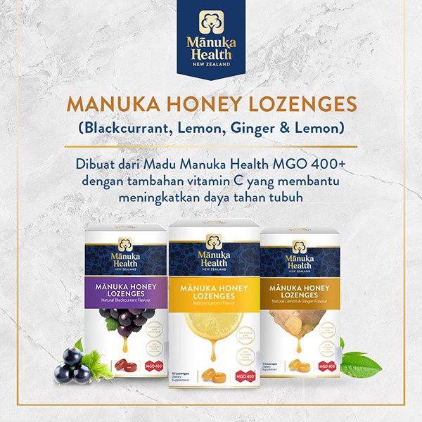 

BARANG TERLARIS Manuka Health MGO 400+ With Blackcurrant Lozenges