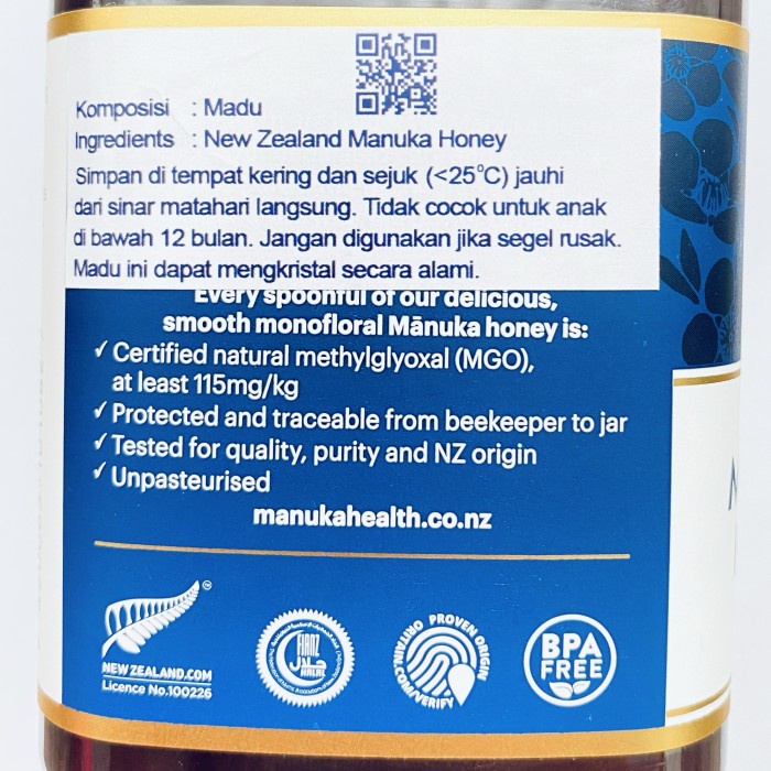 

BARANG TERLARIS Manuka Health Manuka Honey MGO 115+ 500gr Madu Manuka New Zealand