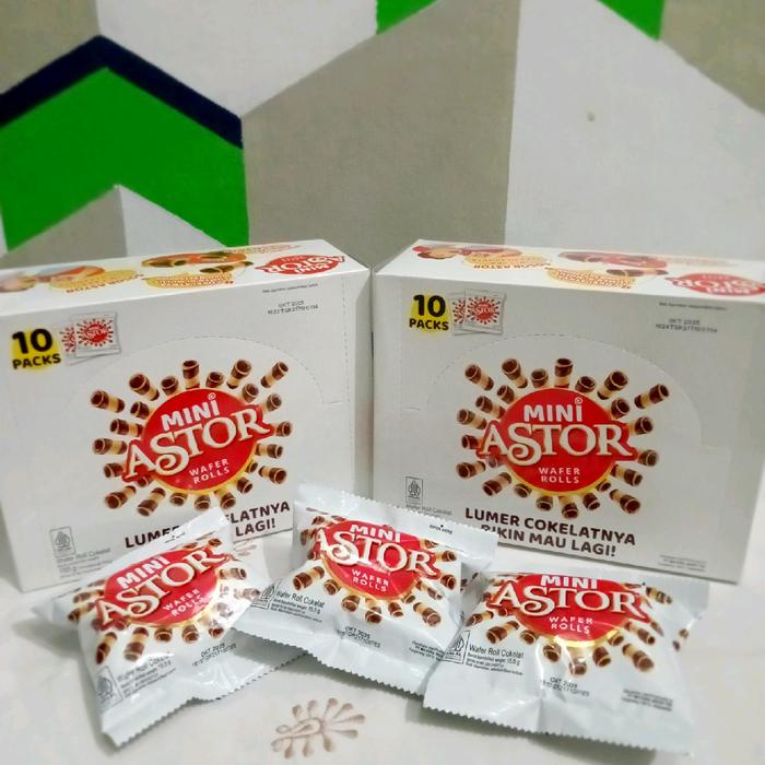 

Astor mini rolls paket 2box @ 155g (10 bks) rolls coklat Snack @2000 Cemilan Food Biskuit