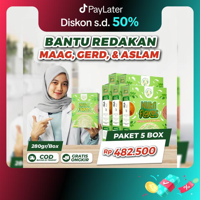 

Ready Stock Nutriflakes Original Sereal Umbi Garut Bantu Keluhan Maag Gerd Asam Lambung 5 Box Bisa