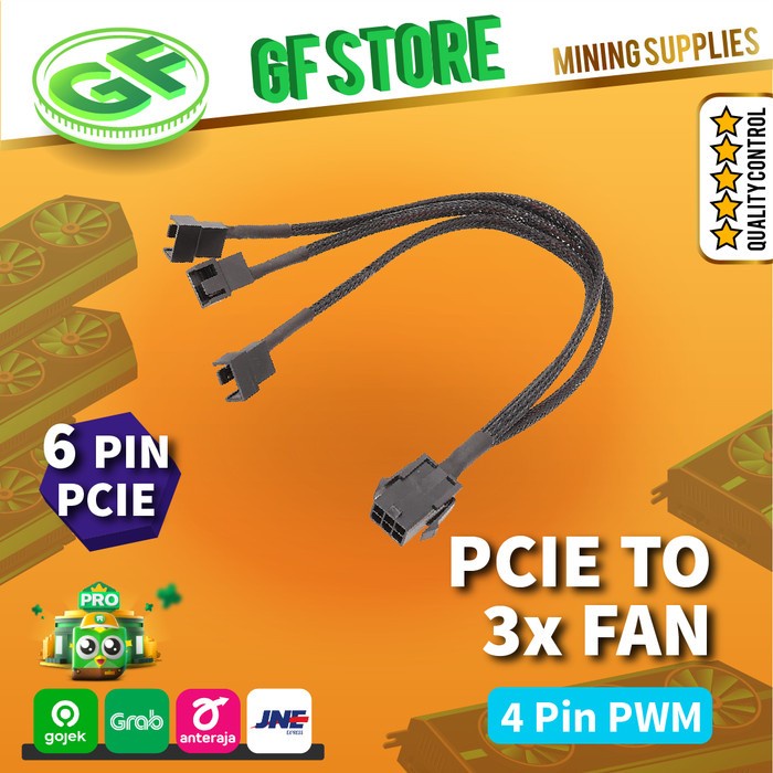 Adapter Fan PCIE 6 Pin to Fan (3 x 4 pin) Fan Splitter PCIe 6 Pin