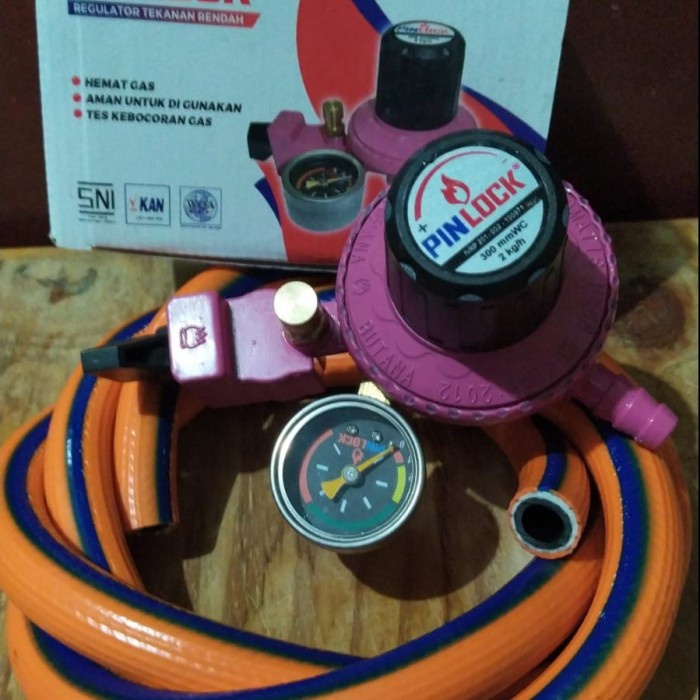 Regulator Kopana Safety Lock PINLOCK P 888 M Selang Gas LPG 700 PSI DN