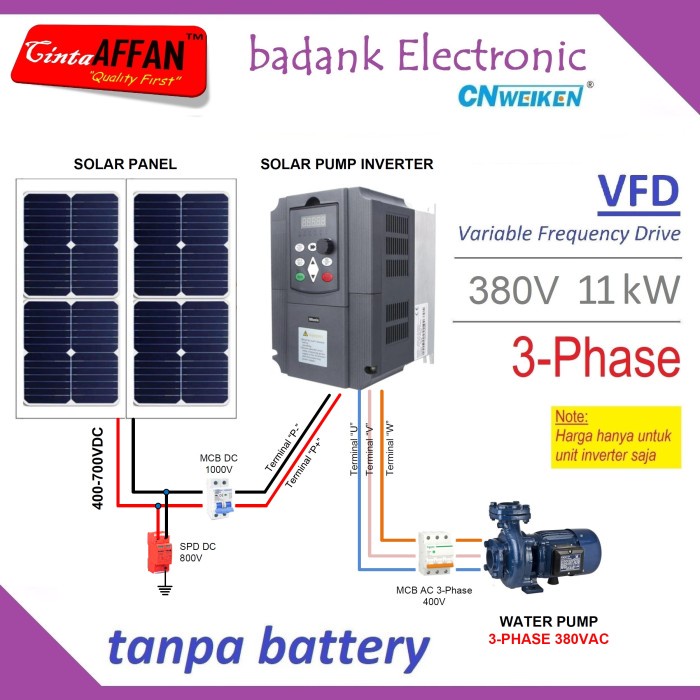 TERMURAH SOLAR WATER PUMP INVERTER 3-PHASE 11KW 15HP 25A OUTPUT 380VAC VFD GRATIS ONGKIR
