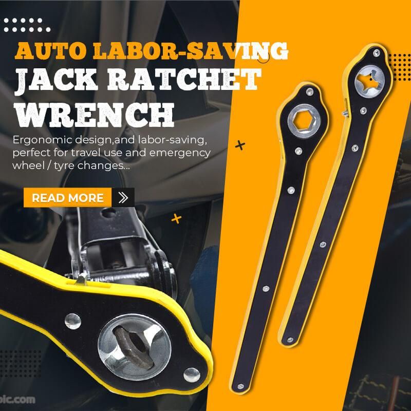 Auto Labor-Saving Jack Ratchet Wrench Handle Labor-Saving Wrench Scissor Jack Garage Tire Wheel Lug 