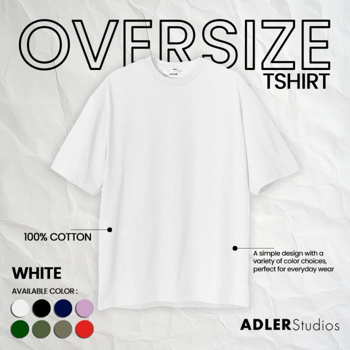 KAOS OVERSIZED ADLER STUDIOS - PUTIH
