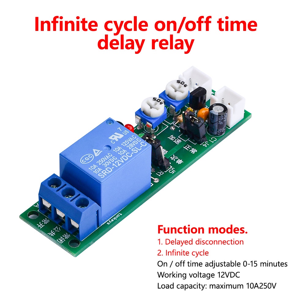 JK11 Cyclic Dual Adjustable Multifunction Timer Delay Switch DC 5V 12V 24V Interrupt Circuit Module 