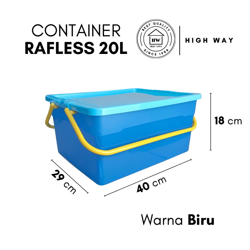 Awet High Way - Container Rafless 20L Storage Box Organizer Pakaian Buku Container Box Gagang Kotak