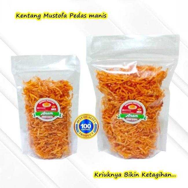 

Keripik Kentang Mustofa Anam, Kentang Goreng Kering Pedas Manis, Snack Cemilan Stik Balado Original