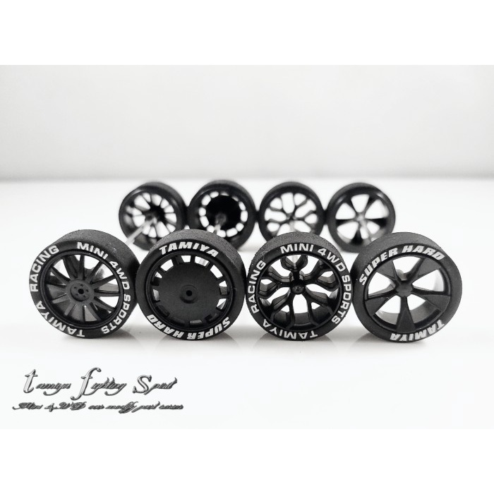 TERLARIS Rep Tamiya Velg Carbon Balance Medium + Ban Bubut Medium