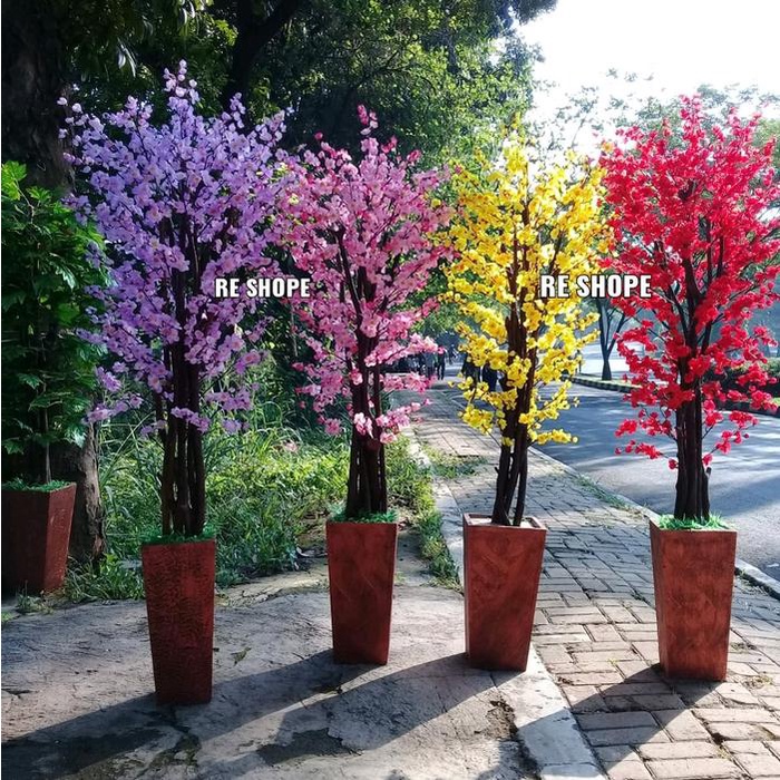 Ready Stock Pohon Bunga Sakura Tinggi 170Cm - Pohon Sakura Bunga Hias Plastik Meihua Artificial