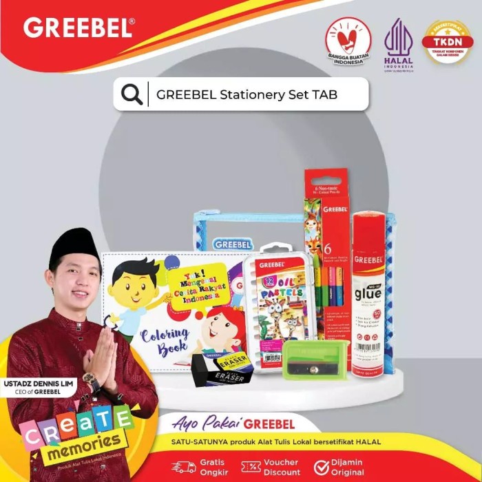 

Greebel Paket Alat Tulis TAB 2017 / set ATK crayon pensil warna pulpen Kode 138