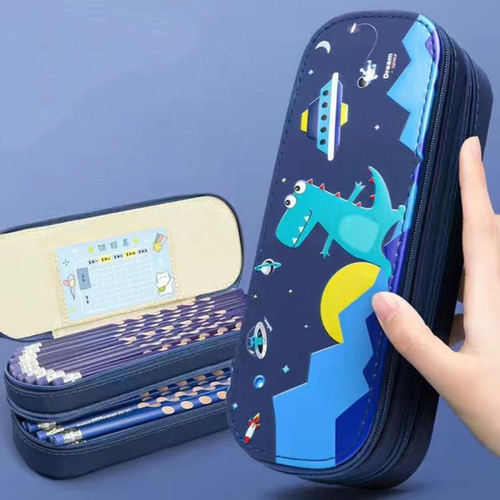 

New Cute Lar Capacity Students Pencil Bag Writing Supplies Kode 732