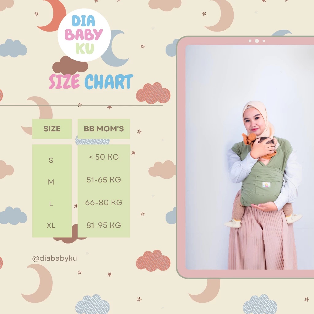 Bergaransi Gendongan Bayi M Shape Instan 3In1 Premium Diababyku (Gendongan + Sabuk) / Gendongan Bayi