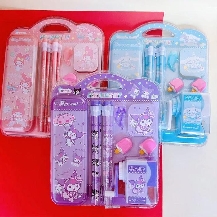 

Set 5 in 1 Alat Tulis Anak Sekolah Motif SANRIO/ Study Set 5 in 1 Rautan + Pensil + Kotak Pensil +