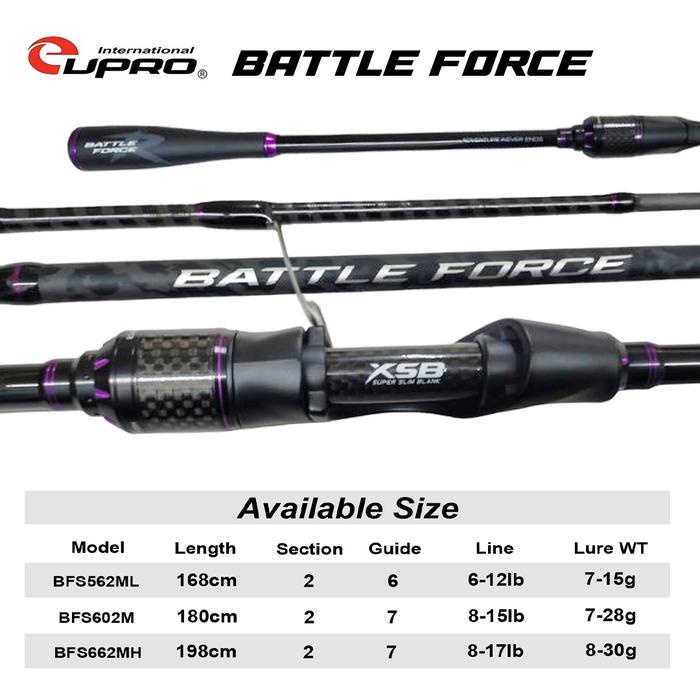 Termurah Eupro Joran Pancing Spinning Battle Force Xsb 24Lite Graphite Super Slim Blank Full Fuji