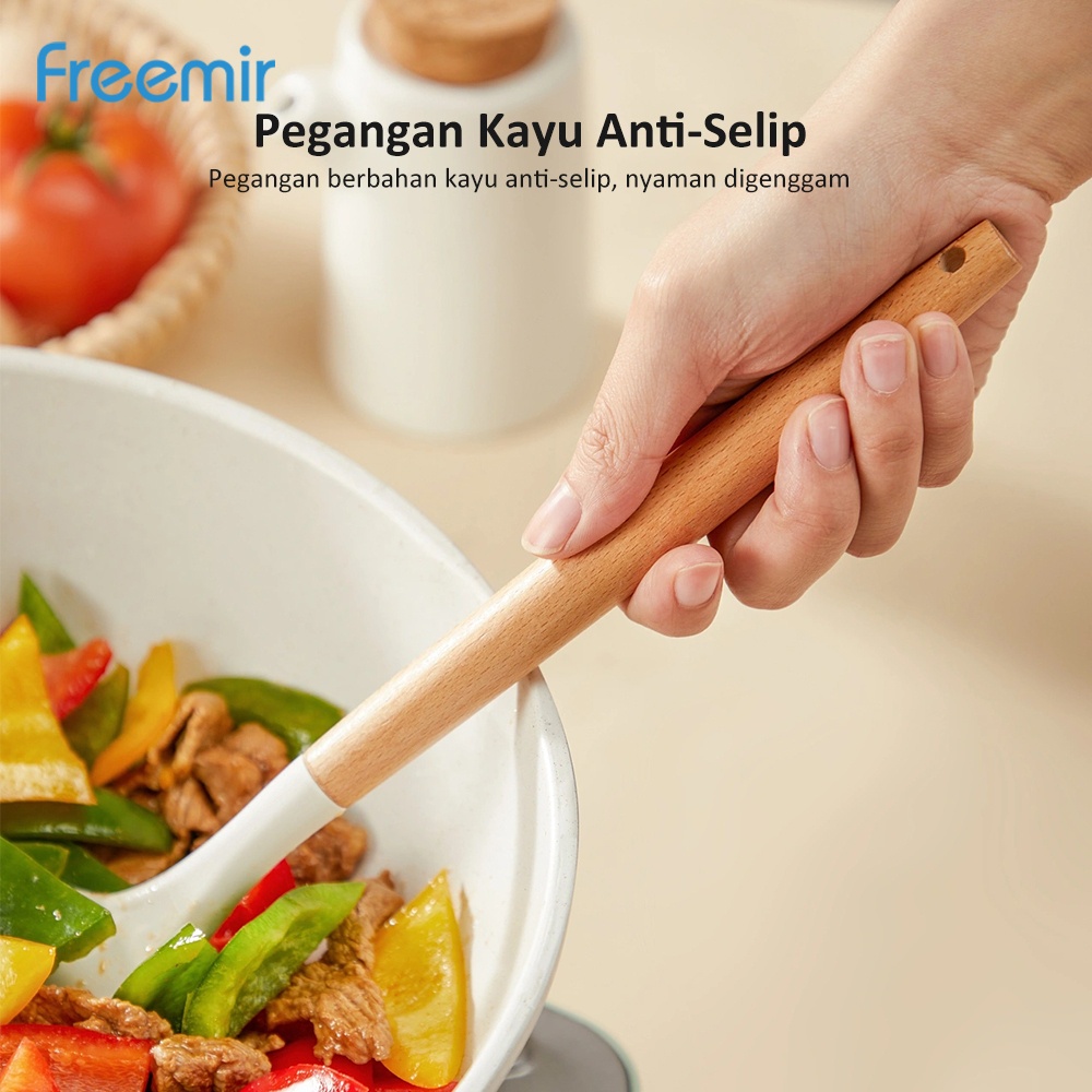HJE [OFFICIAL MALL] freemir Spatula Silikon Beige Peralatan Dapur Berkualitas