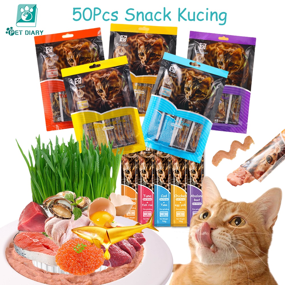 

PET DIARY 50 Pcs Cemilan Kucing MakananKucingGratisOngkir Bikin Gemuk Bio Creamy Treats Snack