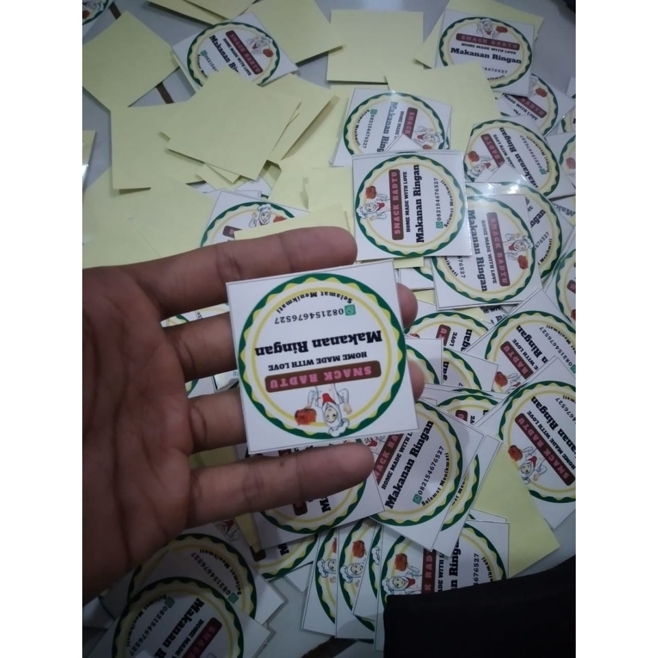 

Stiker 100 pcs label nama kemasan produk makanan kue snack cemilan bisa custom sesuai keinginan