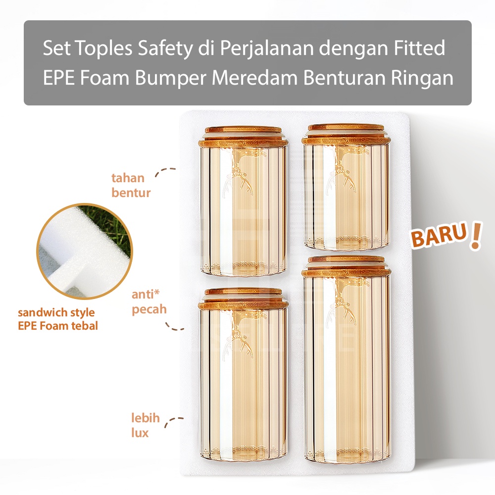 

HUGO Toples Rusa Gold Set 4 Pcs Toples Kaca Penyimpanan Makanan Toples Lebaran Toples Kue Toples