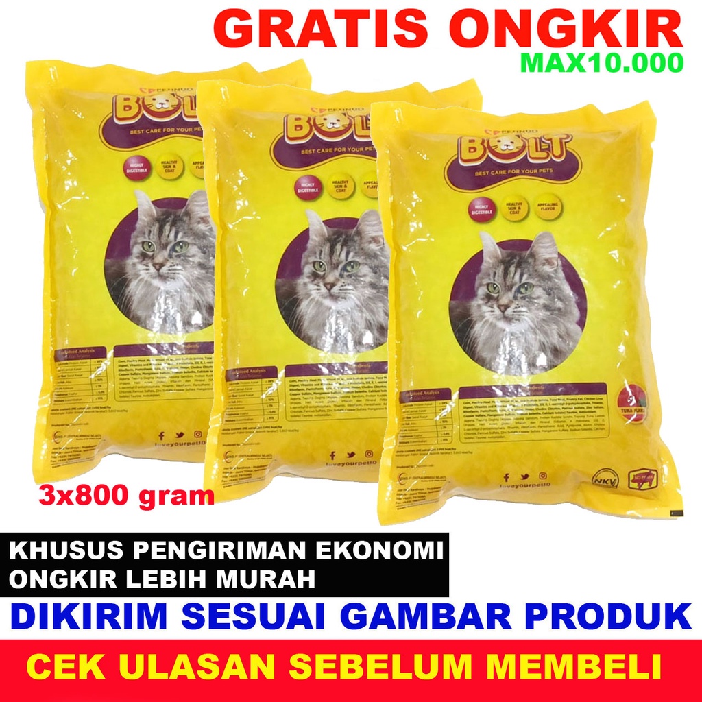 

makanan kucing BOLT cat 3 PAK gratis ongkir murah