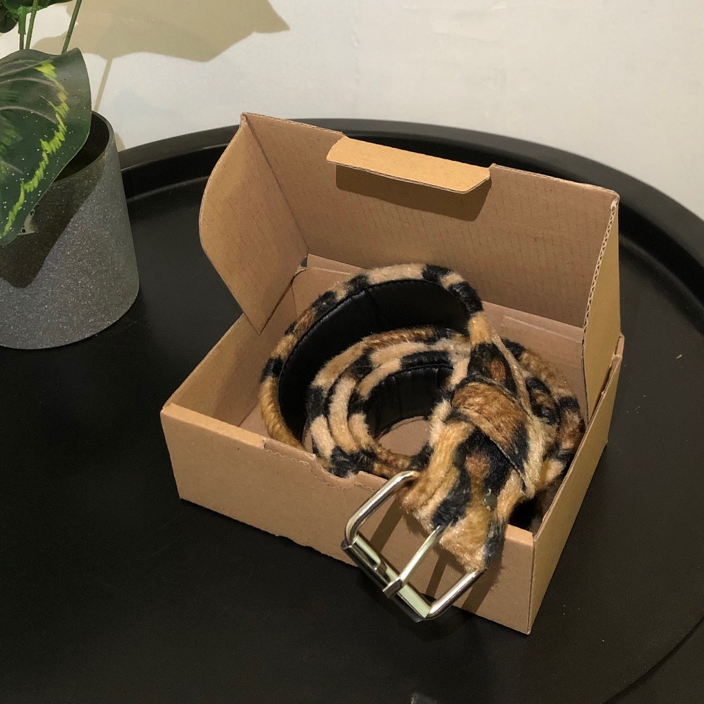 Ikat pinggang leopard gold - gesper motif leopard - sabuk punk - belt leopard - leopard unisex pria