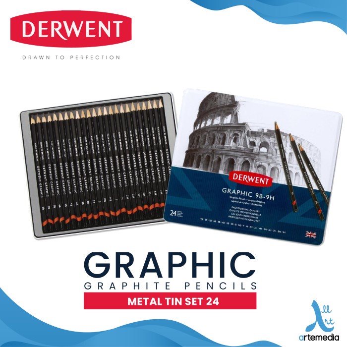 

Pensil Gambar Derwent 24 Tin Graphic Sketch Pencil Set
