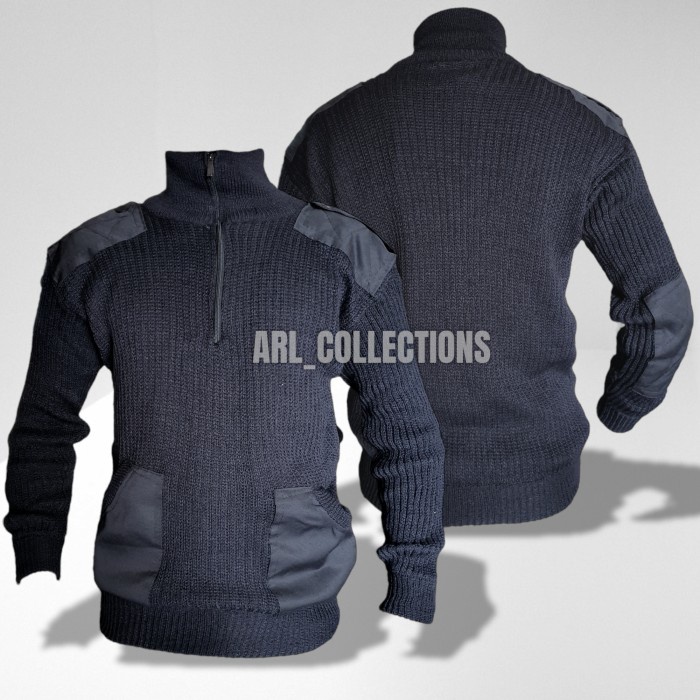 SWEATER RAJUT HITAM PRIA WANITA - JAKET SWEATER RAJUT HITAM ARMY