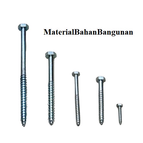 baut deskrup 5/16 inch x 13 cm baut kayu baut kloset baut 5/16 x 130