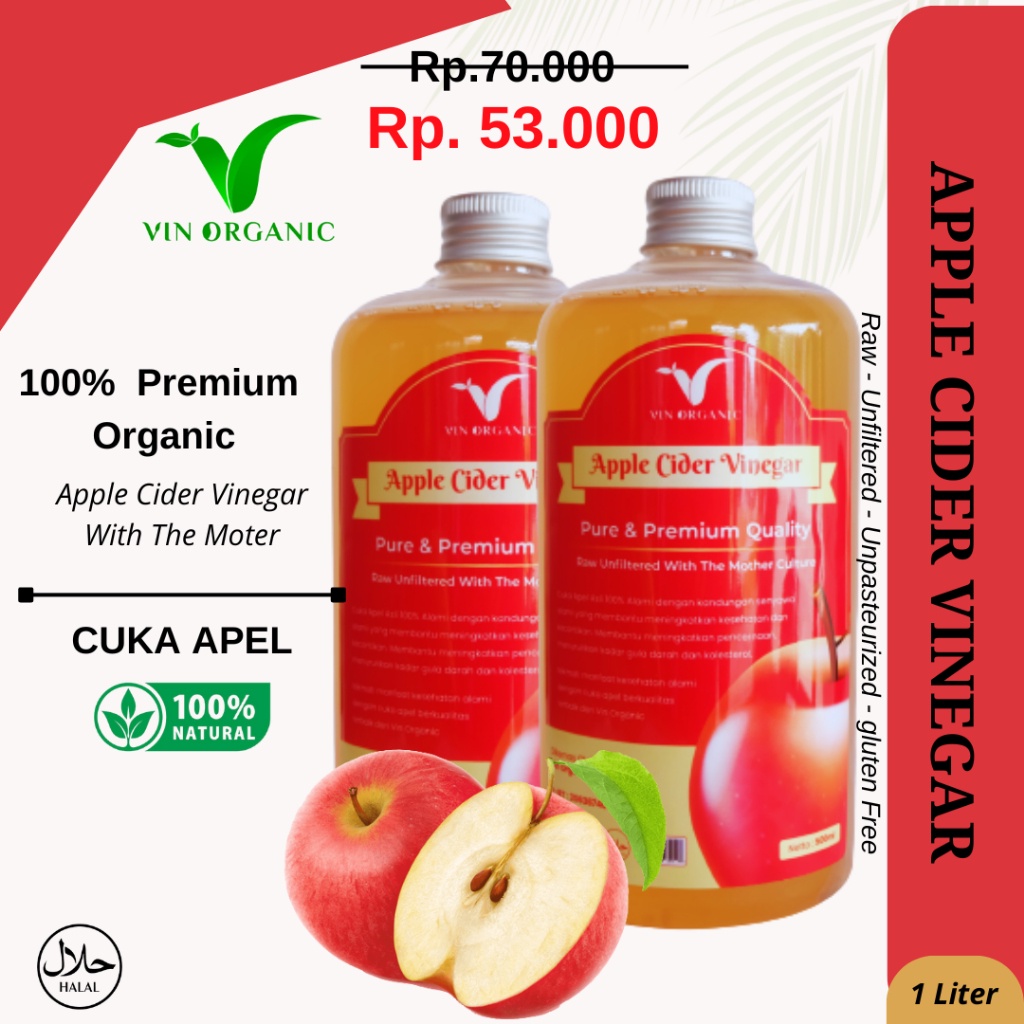 

HJE VIN APPLE CIDER VINEGAR CUKA APEL FERMENTASI APPLE VINEGAR WITH THE MOTHER MINUMAN DIET SEHAT