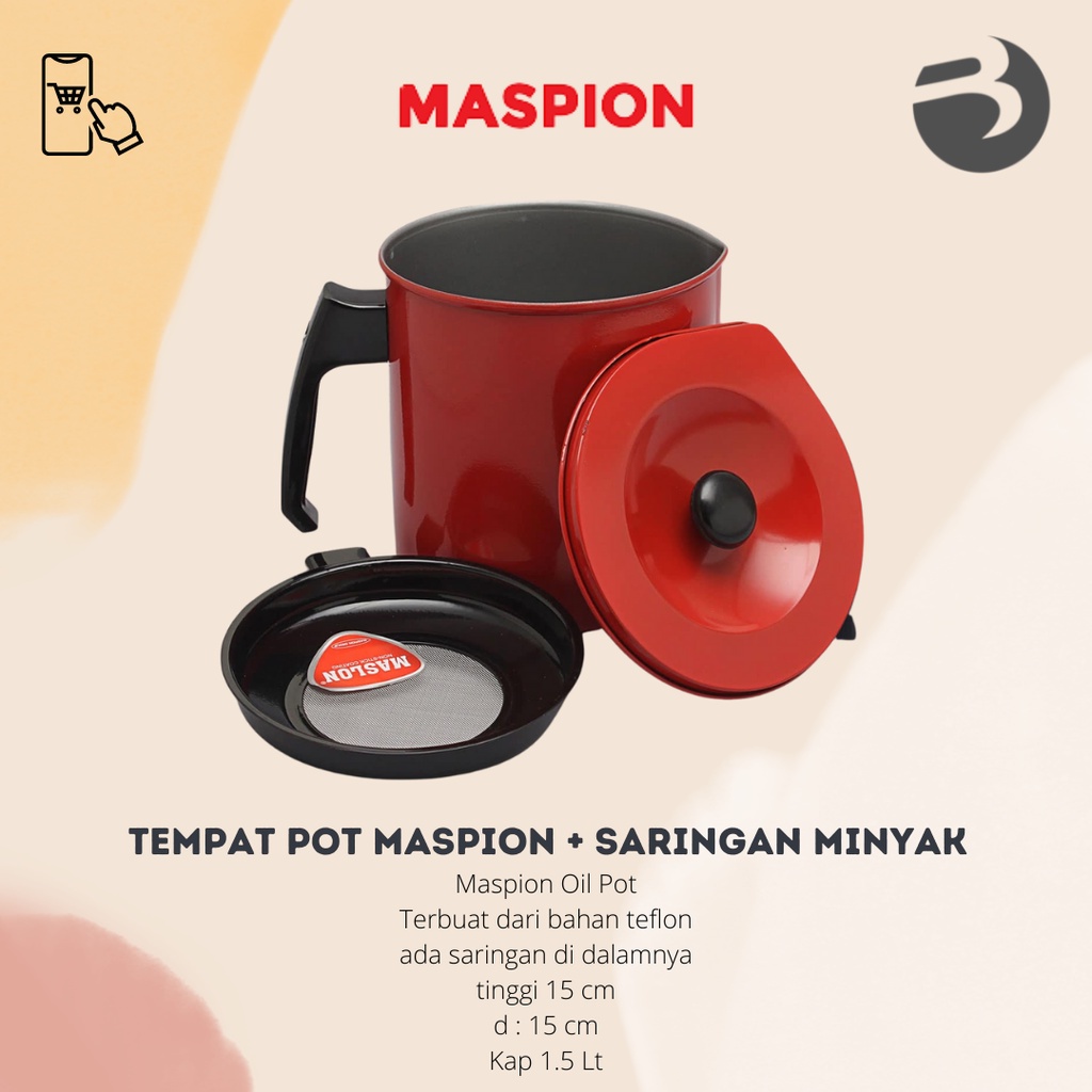 HJE Tempat Minyak Goreng OIL POT MASPION + SARINGAN Minyak