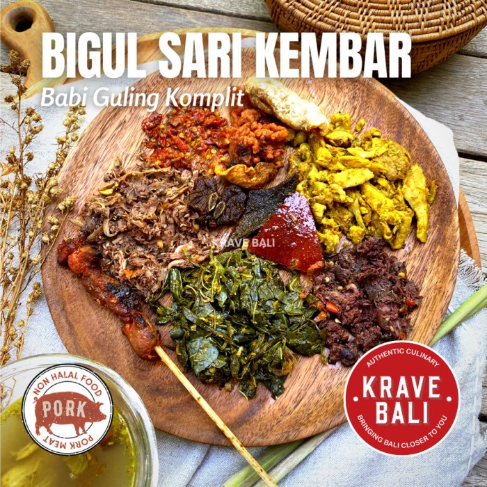 

READY STOK KRAVE BALI BIGUL SARI KEMBAR BABI GULING KOMPLIT 300 GRAM - MAKANAN KHAS BALI ASLI READYY