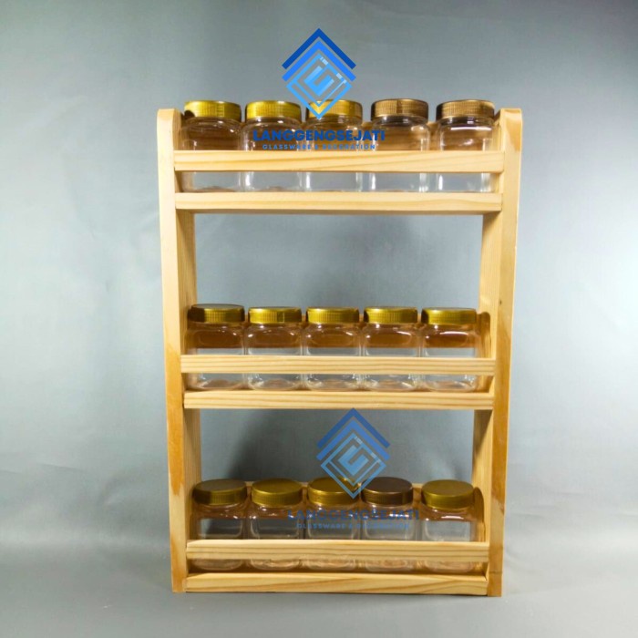 TERLENGKAP RAK BUMBU DAPUR KAYU 3 SUSUN RAK KAYU TEMPAT BUMBU RUSTIC SERBAGUNA TEMPAT BUMBU RAK