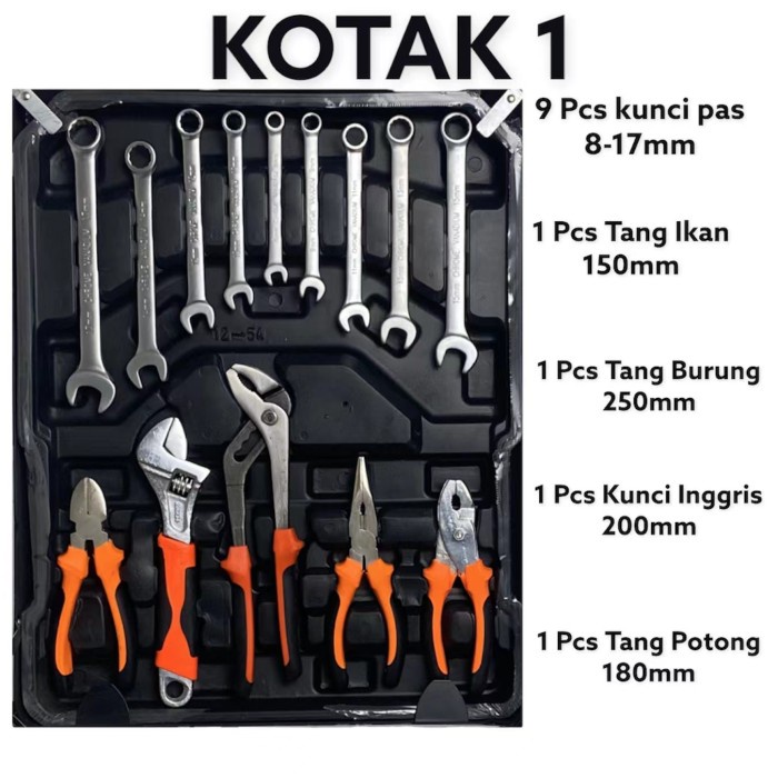 Isku Toolkit Set 187/Kunci Shock Set /Kunci Bengkel Motor Komplit -Gratisongkir
