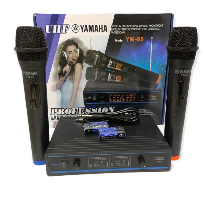 Microphone YAMAHA YM-88 Wireless Double Mikrofon mic tanpa kabel