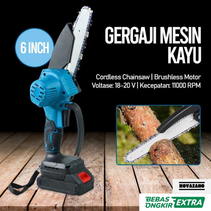 Mesin Gergaji Kayu Cordless Chainsaw Brushless Motor 20V - 388VF