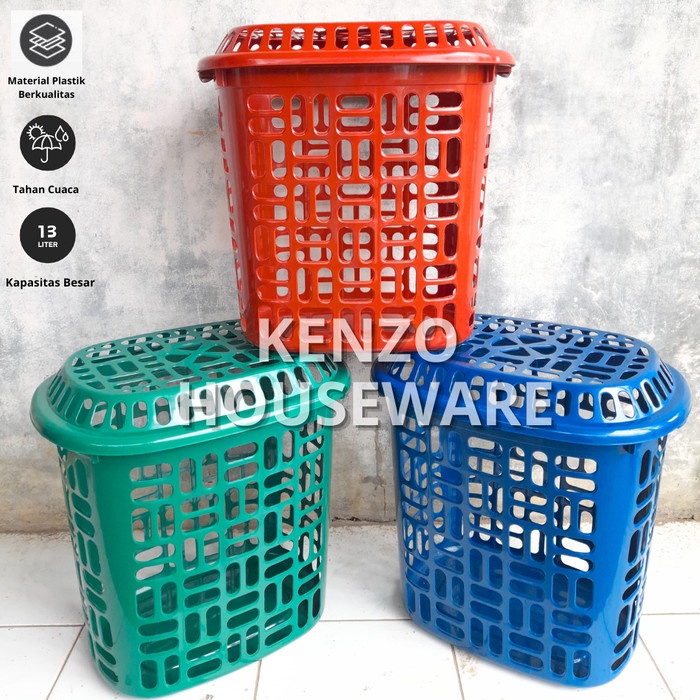 YiY- Keranjang Baju Kotor Plastik Keranjang Basket Kotak Laundry Bag Tutup