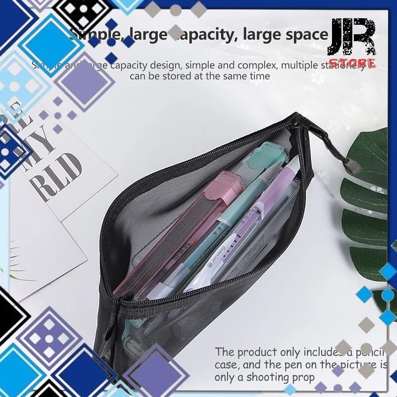 

Tempat Pensil Jaring Mesh Pencil Case Zipper Storage Z20 Black