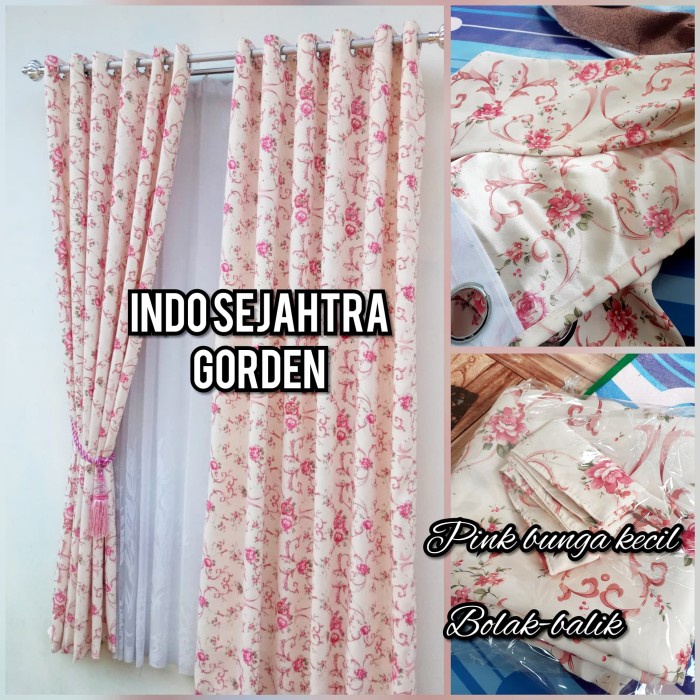 ADT- gorden blackout shabby chic pink tirai jendela pintu minimalis