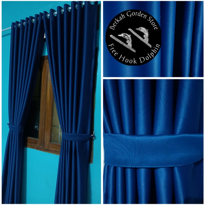 ADT- Gorden pintu jendela minimalis blackout import biru navy