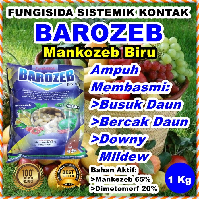ADT- Barozeb 1 Kg Fungisida Kontak Sistemik Mankozeb Biru Plus Silika