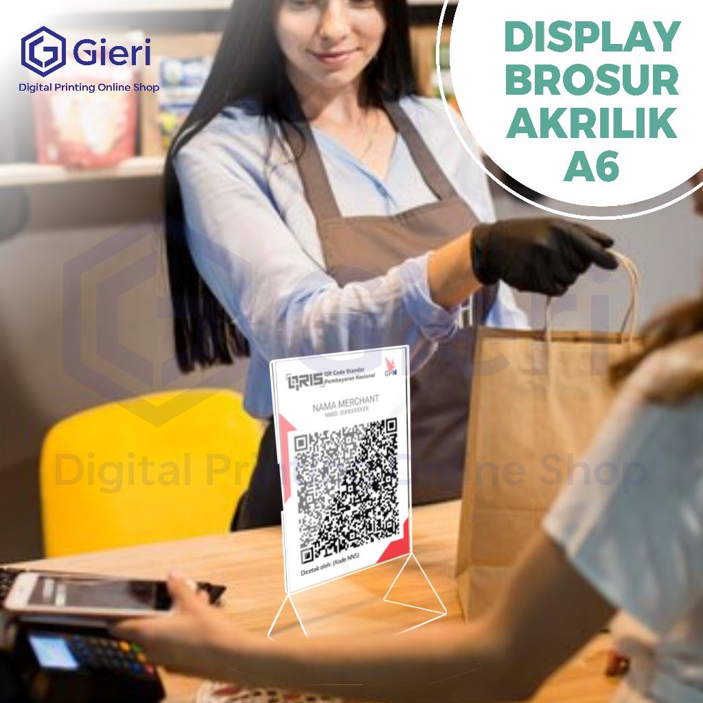 

iK! GIERI - AKRILIK / QRIS / STAND QRIS A6 / DISPLAY BROSUR A6