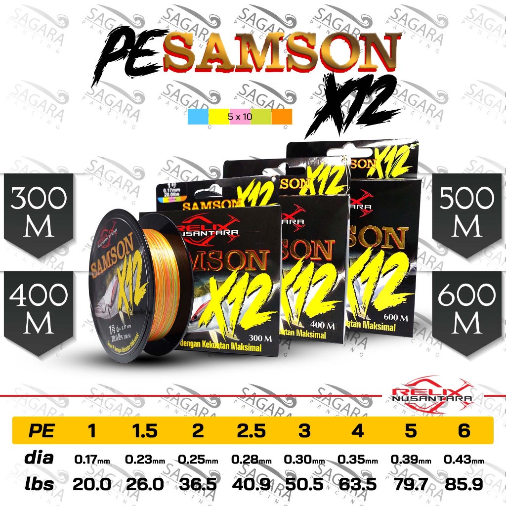 Senar PE Samson X16 PE Samson X12 300 400 500 600 Meter PE Relix Nusantara Senar Pancing