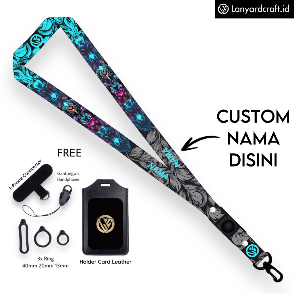 

iK! [SO-BH] Lanyard Craft Custom Nama Wolf Series Request Nama Satuan Gantungan Card Holder Tali