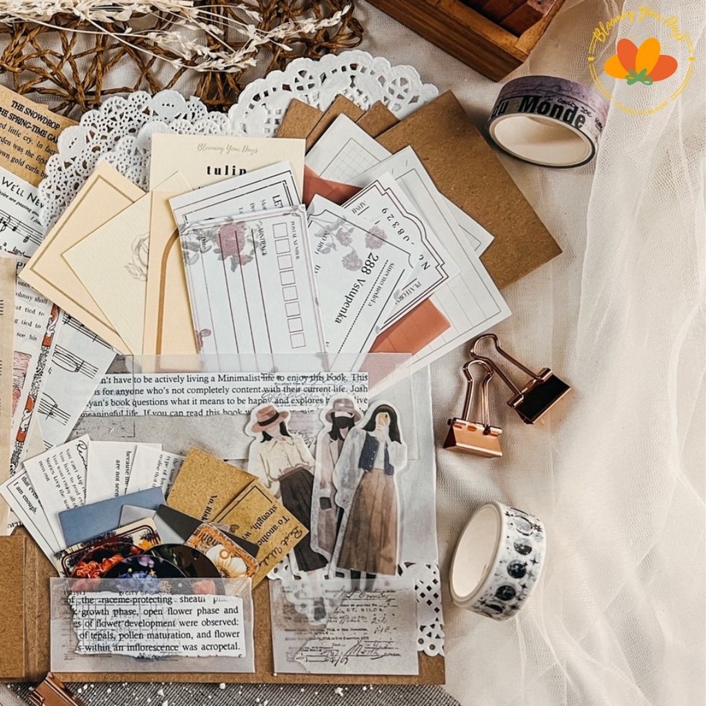 

IK! Bloomingyourdays Journal Kit 76pcs Journaling Kit Vintage Bujo Journaling Vintage Ephemera