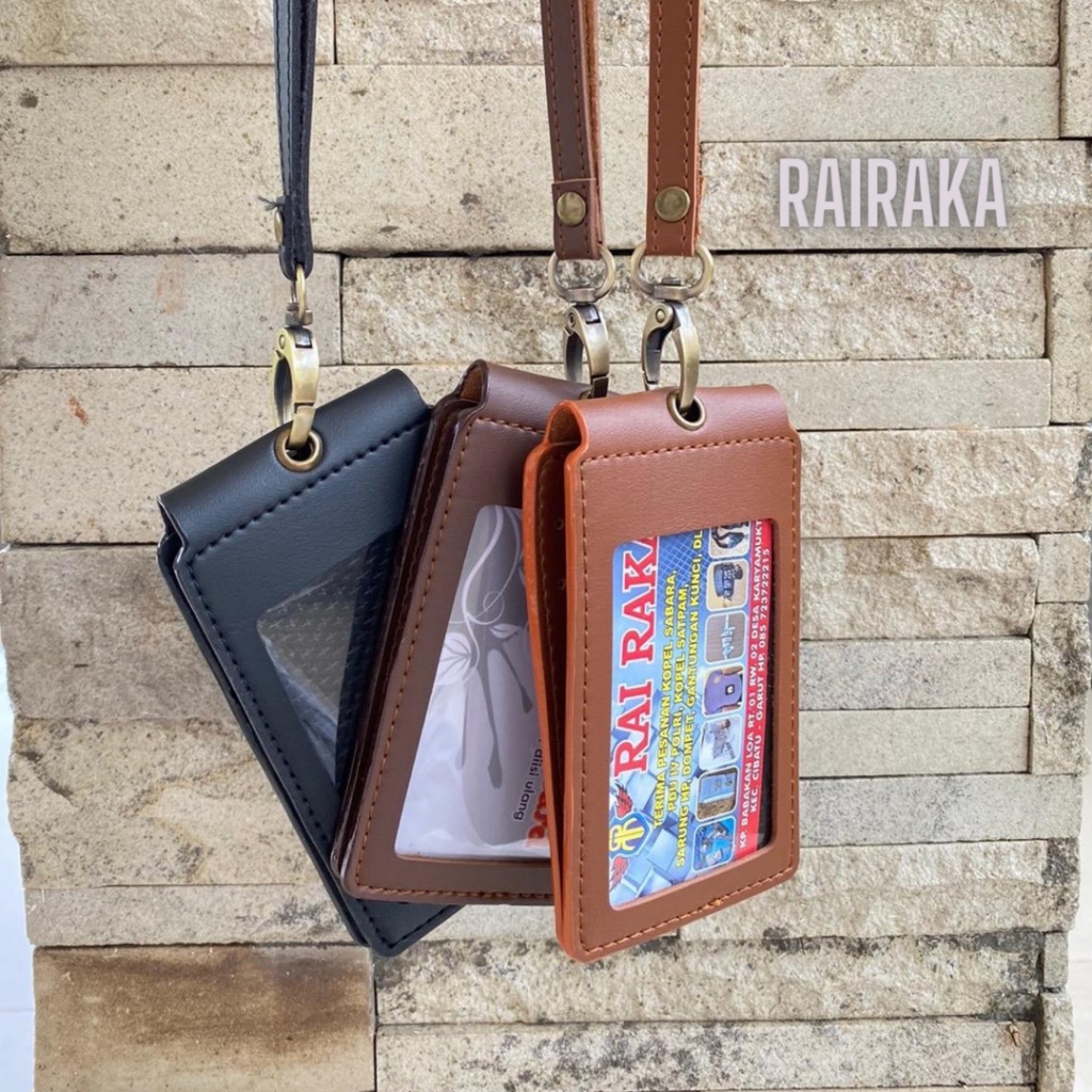 

iK! Id Card name tag kulit Holder Double Flip Magnet Terbaru kekinian