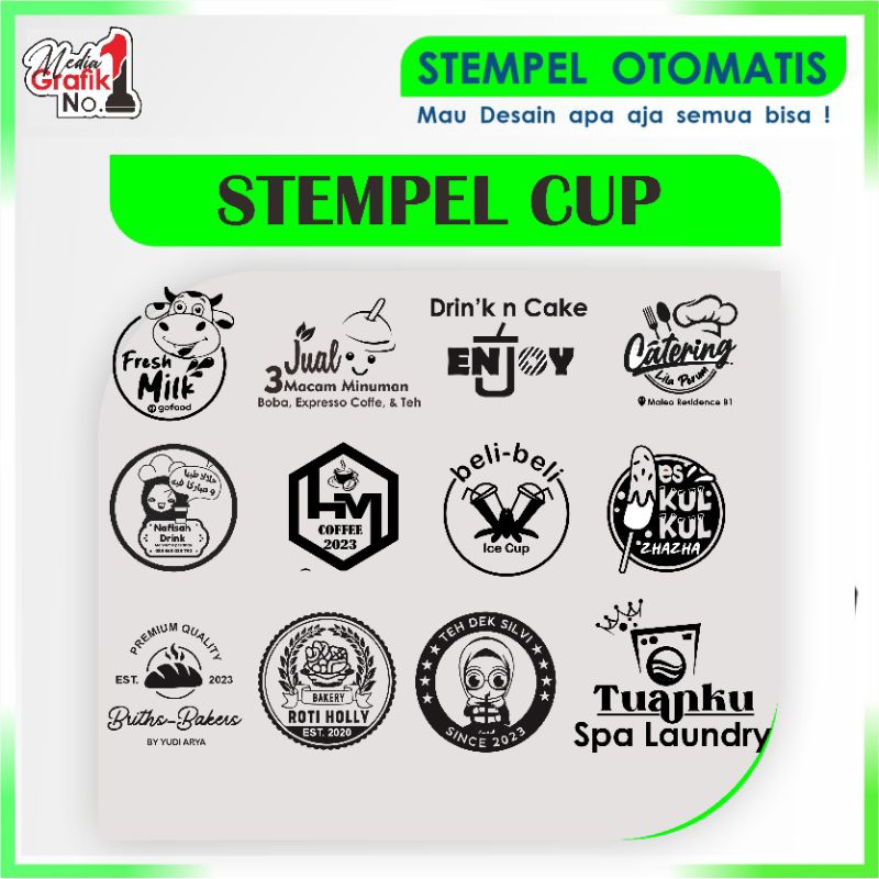 iK! COD Stempel Cup Gelas / Stenpel Cangkir / Stampel Minuman Atau Makanan Media Plastik Free Desain