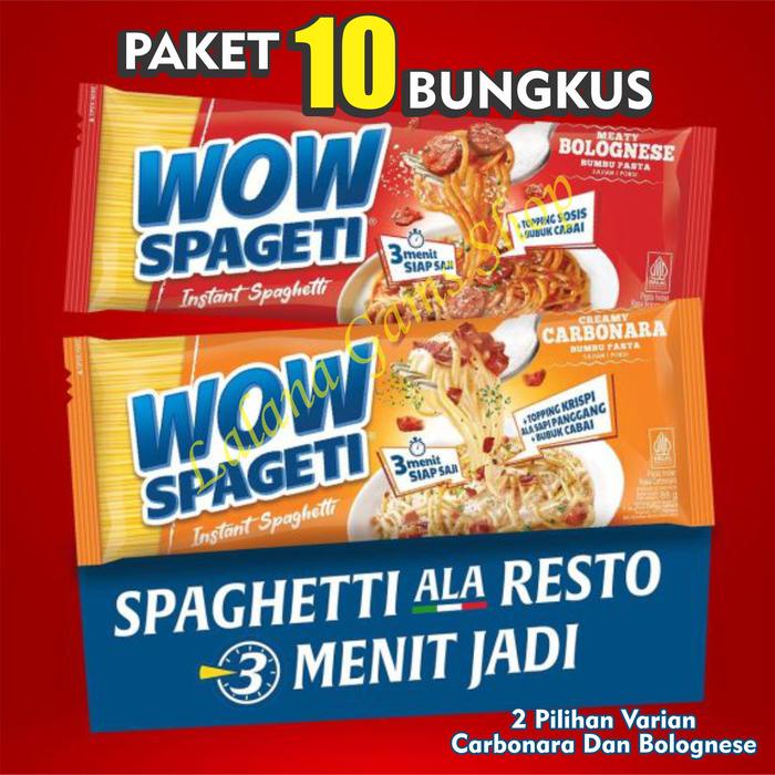 

Ready Wow Spageti Instan Paket 10 Pcs Mix Varian Carbonara Dan Bolognese