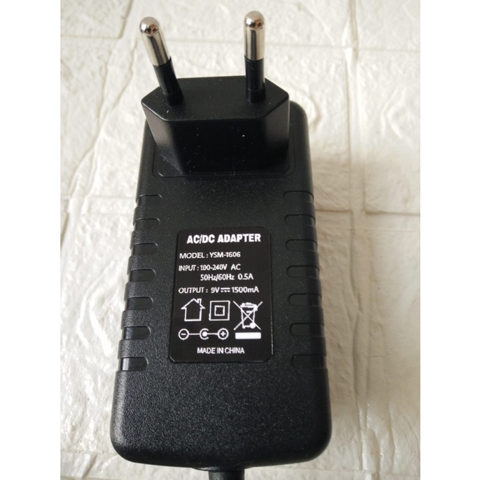 SALE TERBARU AC ADAPTOR MODEL YSM-1606 DC 9V 1500MA JACK DC 5.5MM X 2.1- 2.5MM READYY