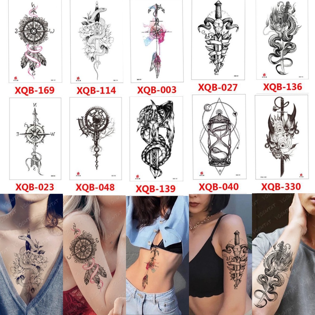 Grosir Stiker Tato / Tato Temporer 21x11cm Motif Aesthetic Tatto Temporary Tato Halal Tato air