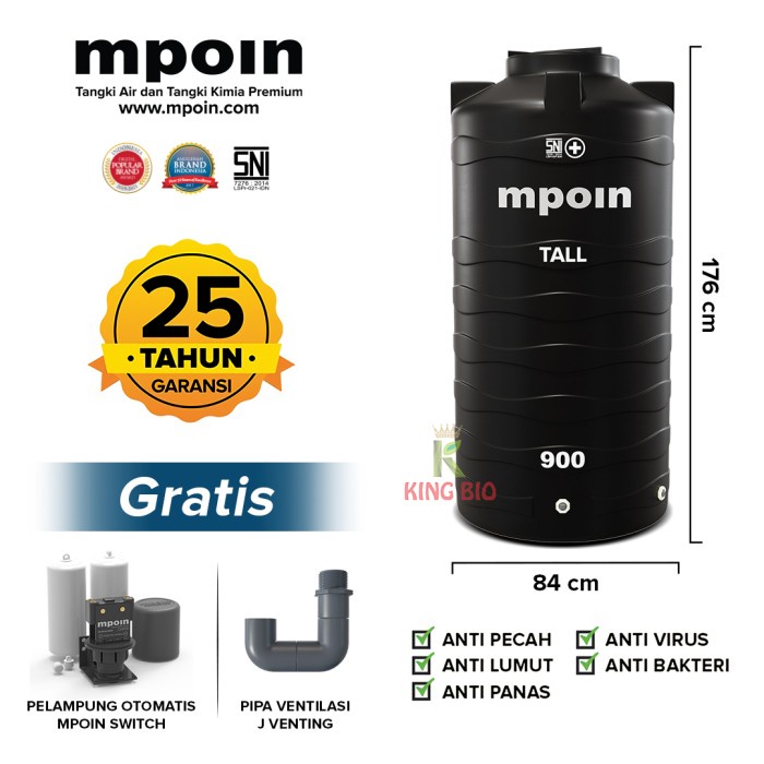 Tangki Air Mpoin Plus 900 Liter Tall Toren Air Tandon Air
